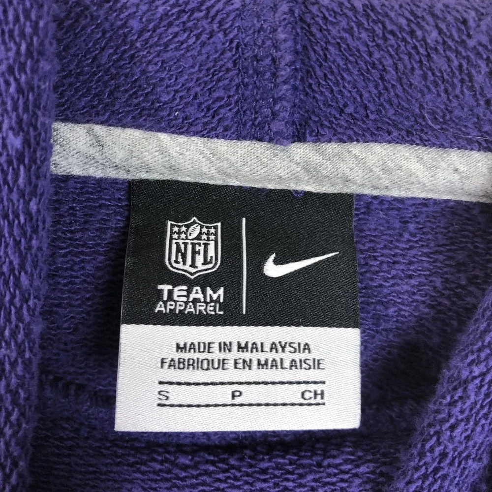 Nike Baltimore Ravens NFL Team Apparel Hoodie Sweatshirt High Neck Purple Sz S